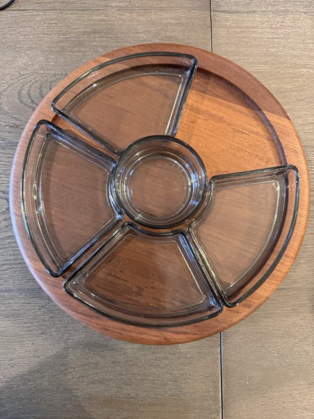 VTG Digsmed Denmark Lazy Susan Serving Tray Teak  1960s Mid Century Modern